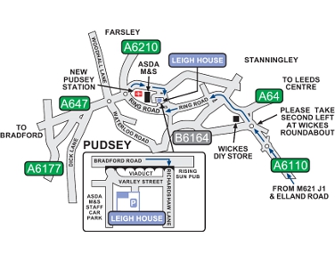 Leigh House, Leeds and Bradford Map